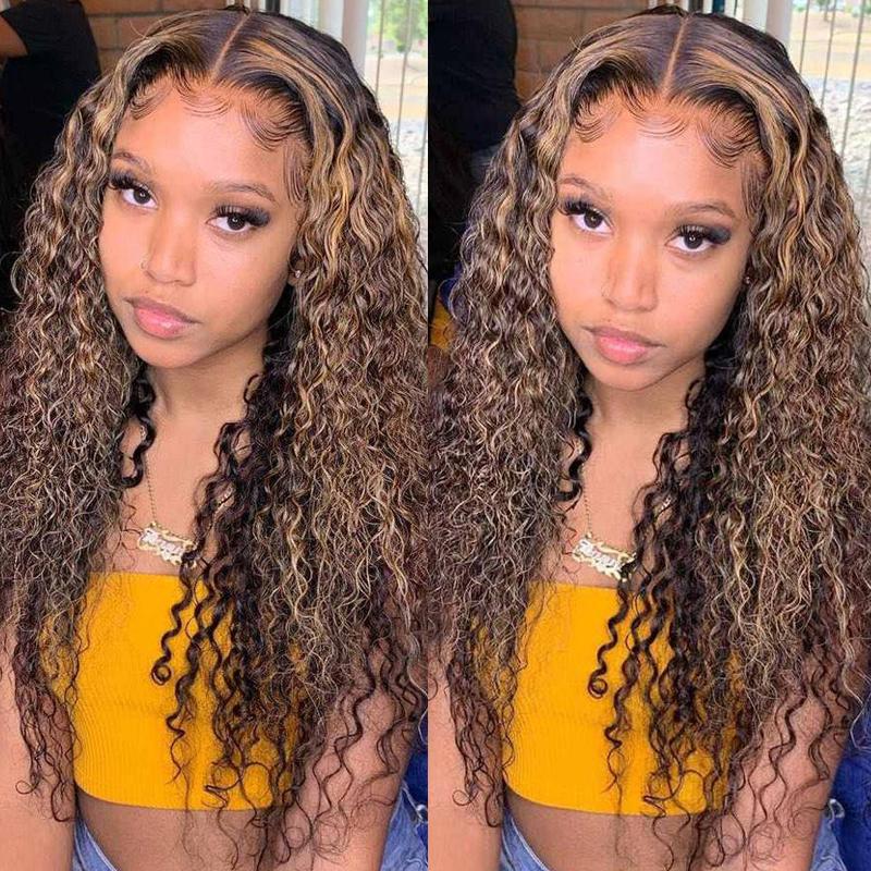 Highlight Curly Lace Wig – 100% Natural Human Hair
