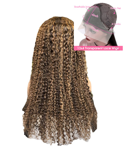 Highlight Curly Lace Wig – 100% Natural Human Hair