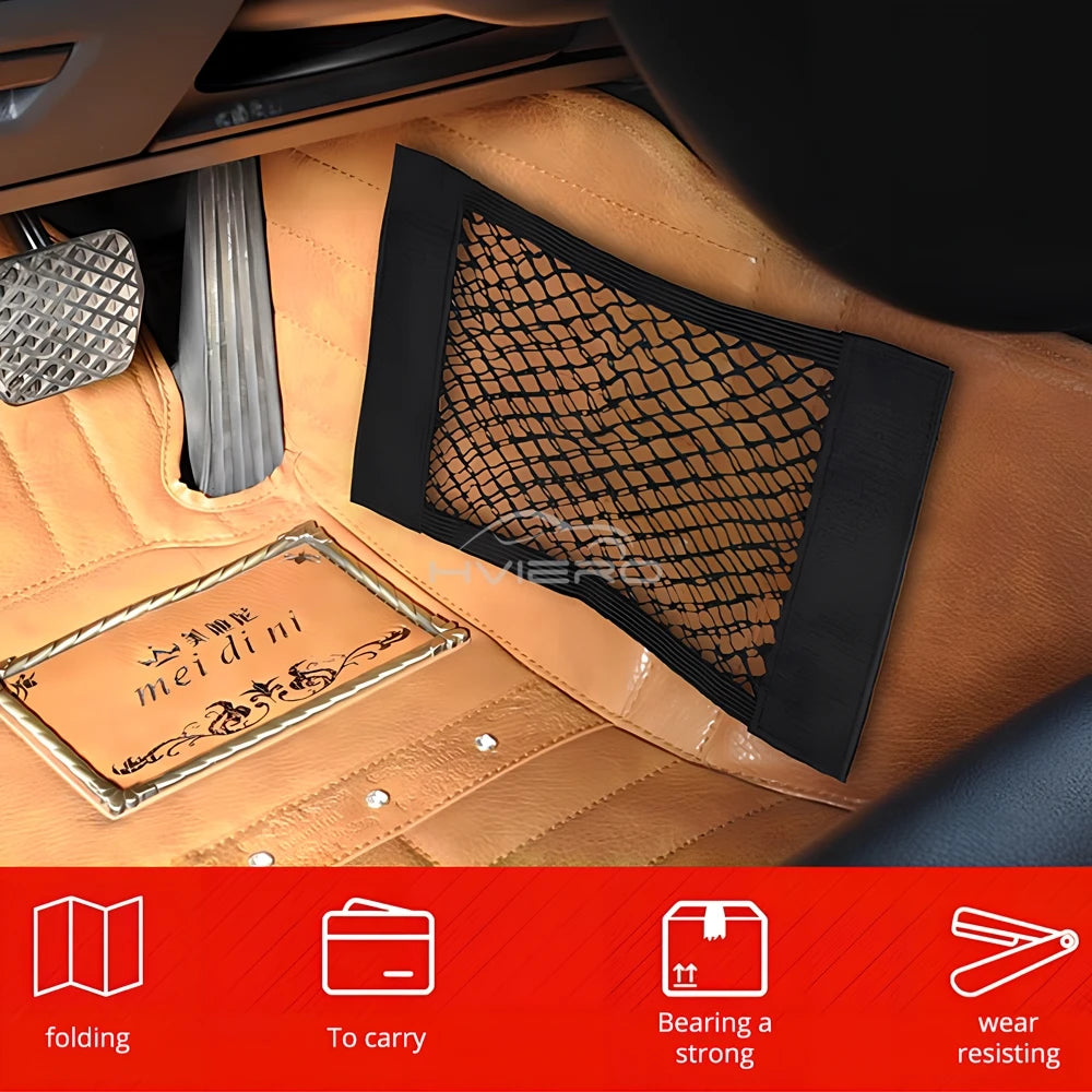 1X Car Back Rear Trunk Organizer Net Mesh Seat Elastic String Magic