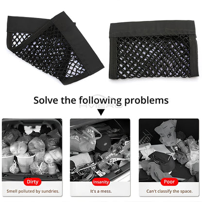 1X Car Back Rear Trunk Organizer Net Mesh Seat Elastic String Magic