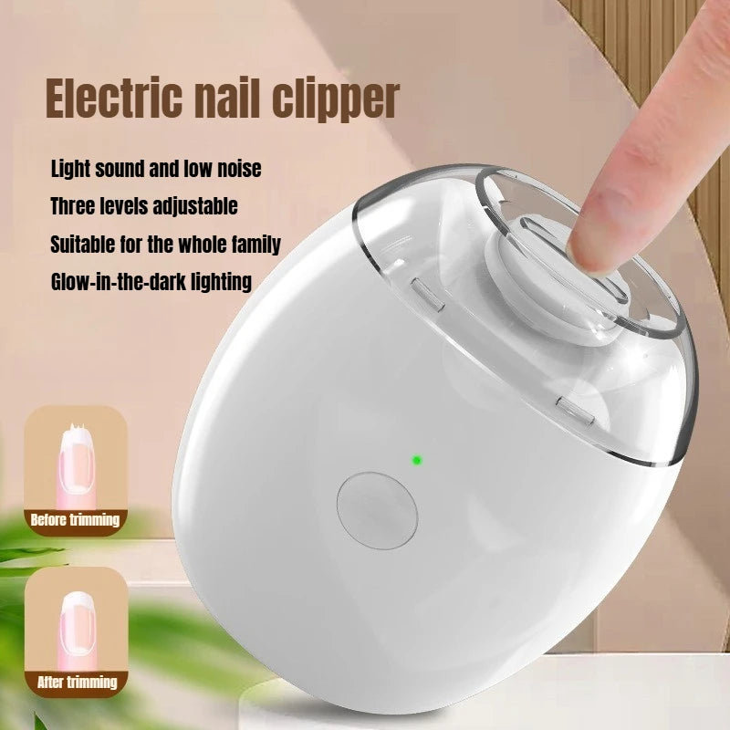2 IN 1 Electric Nail Clipper Cutter with LED Light Automatic Nail