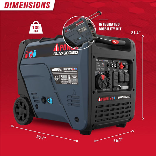A-iPower 7600W Dual Fuel Quiet Portable Inverter Generator – Electric Start